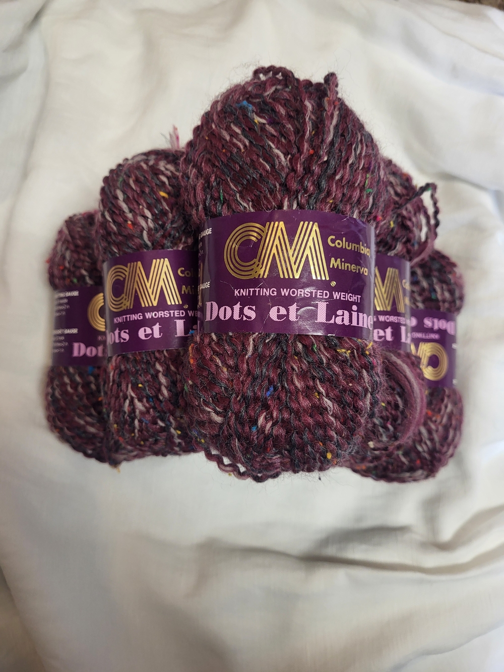 Columbia-Minerva Worsted Wool Blend Yarn Lot Of 6, Purple, Color Mando